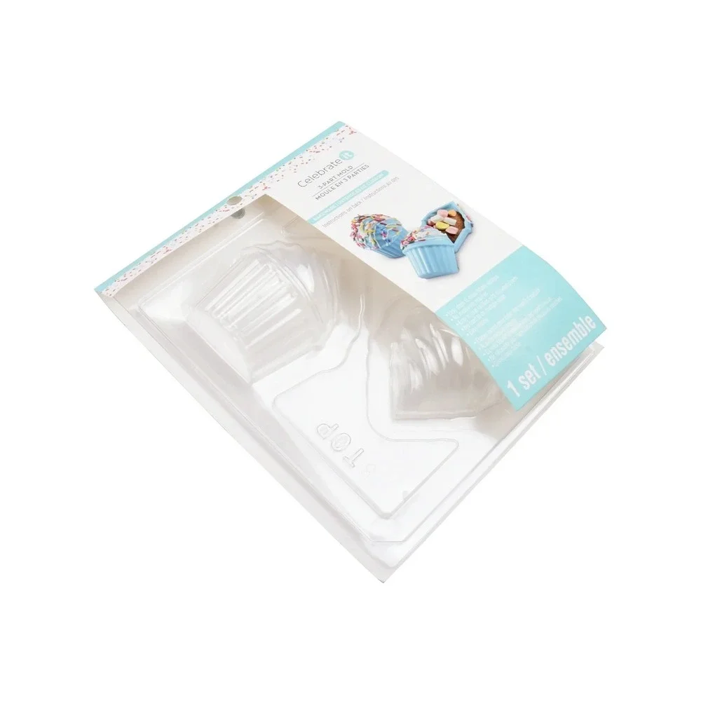 Celebrate It OS Clear Cupcake 3-Part Mold‎ Hot Cocoa Christmas Bomb Maker New